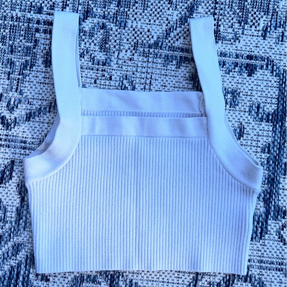 White Ribbed Knit Crop Top - Picture 2 of 2